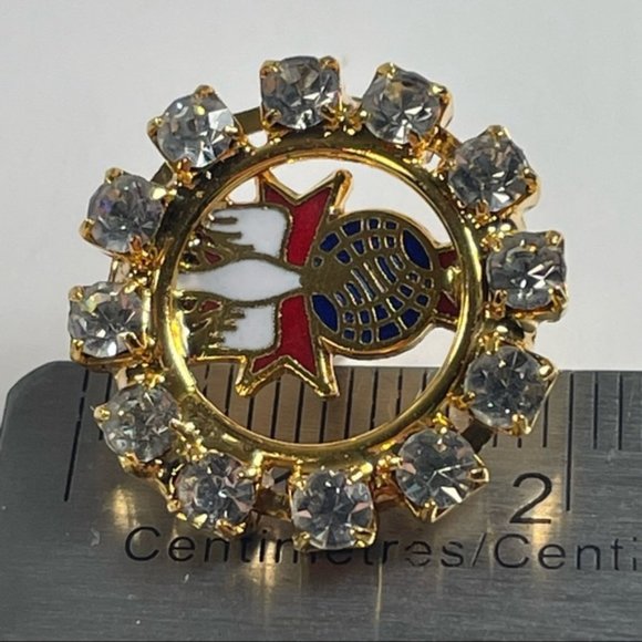 CRYSTAL Circle Halo Knights of Columbus Lapel Pin - Picture 2 of 5